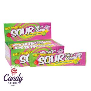 Face Twisters Sour Taffy Combo Strawberry Green Apple  - 24ct
